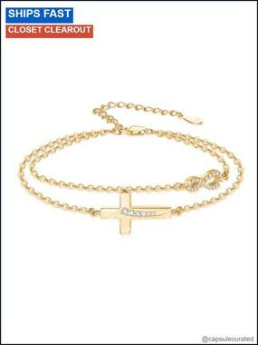 925 Sterling Silver Dainty Cross Bracelet for Women Gifts for Mom Daughter Wife